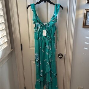 Socialite Teal Floral High Low wrap dress